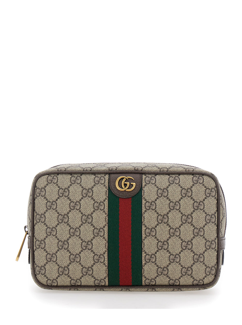 Gucci Men Clutch 'Ophidia' With Gg Plate Details On The Front And Web Detail On The Front In Gg Canvas Beige Man GUCCI