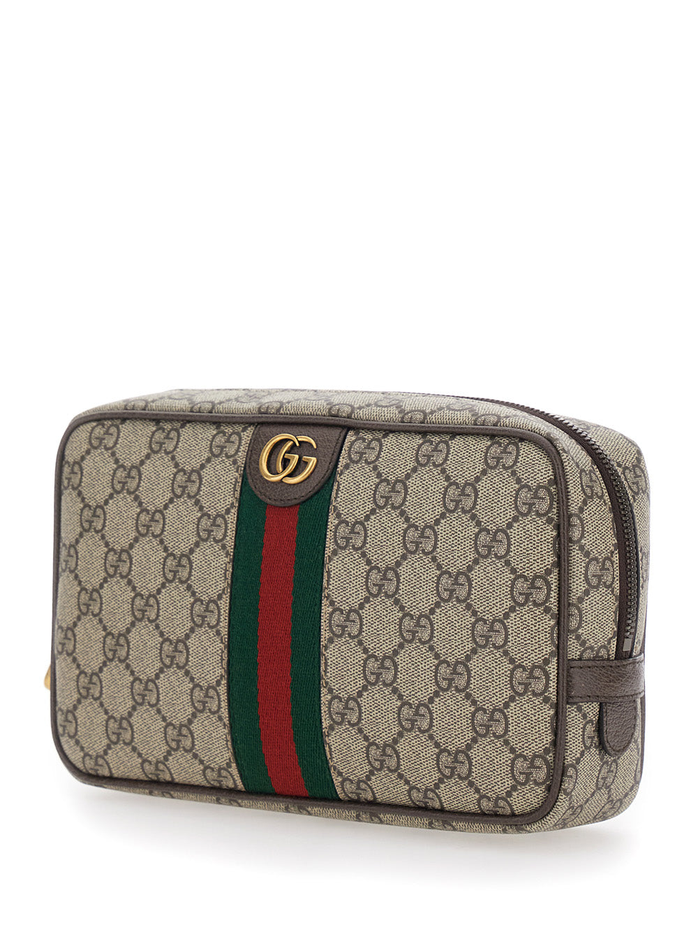 Gucci Men Clutch 'Ophidia' With Gg Plate Details On The Front And Web Detail On The Front In Gg Canvas Beige Man GUCCI