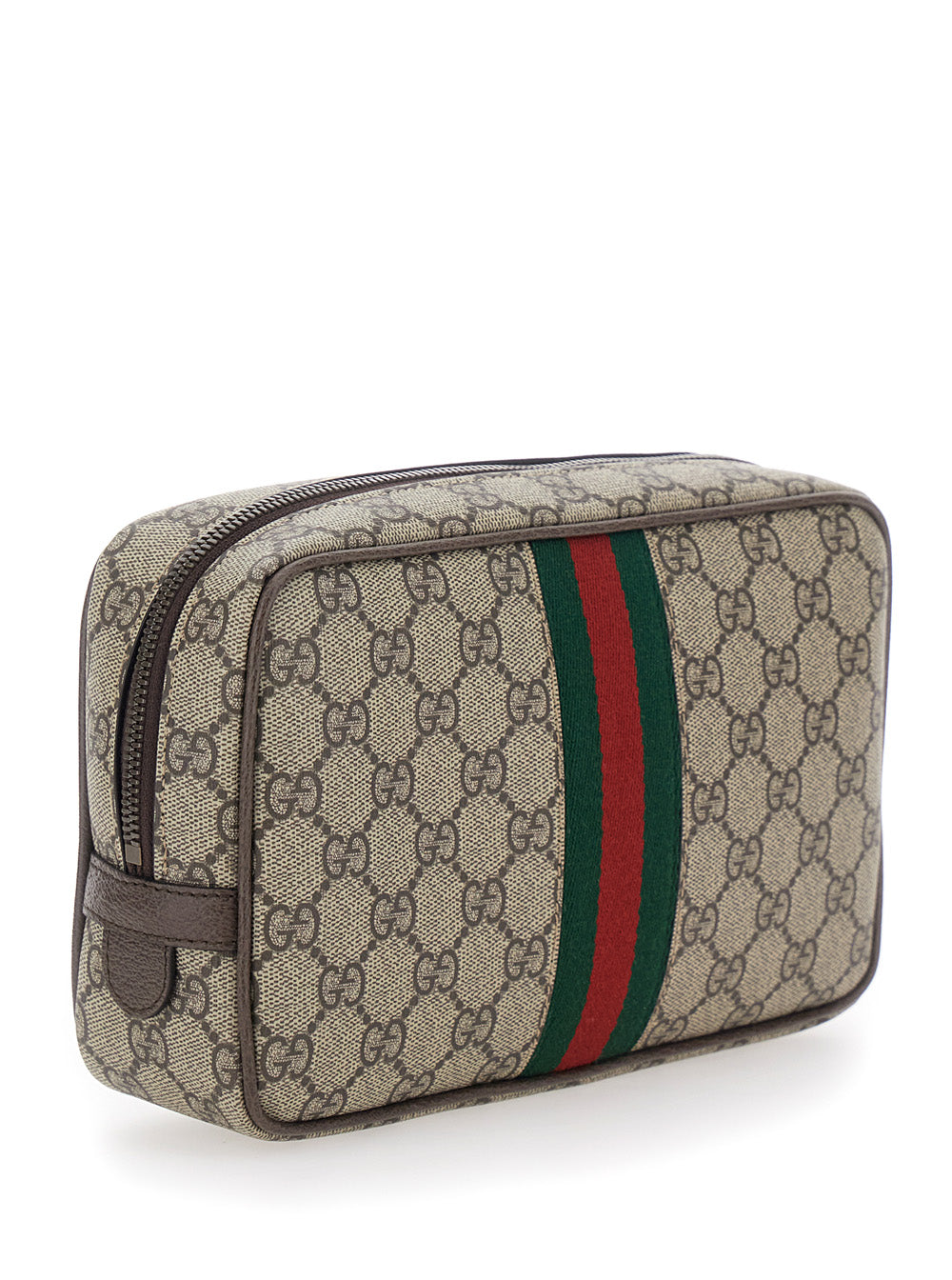 Gucci Men Clutch 'Ophidia' With Gg Plate Details On The Front And Web Detail On The Front In Gg Canvas Beige Man GUCCI
