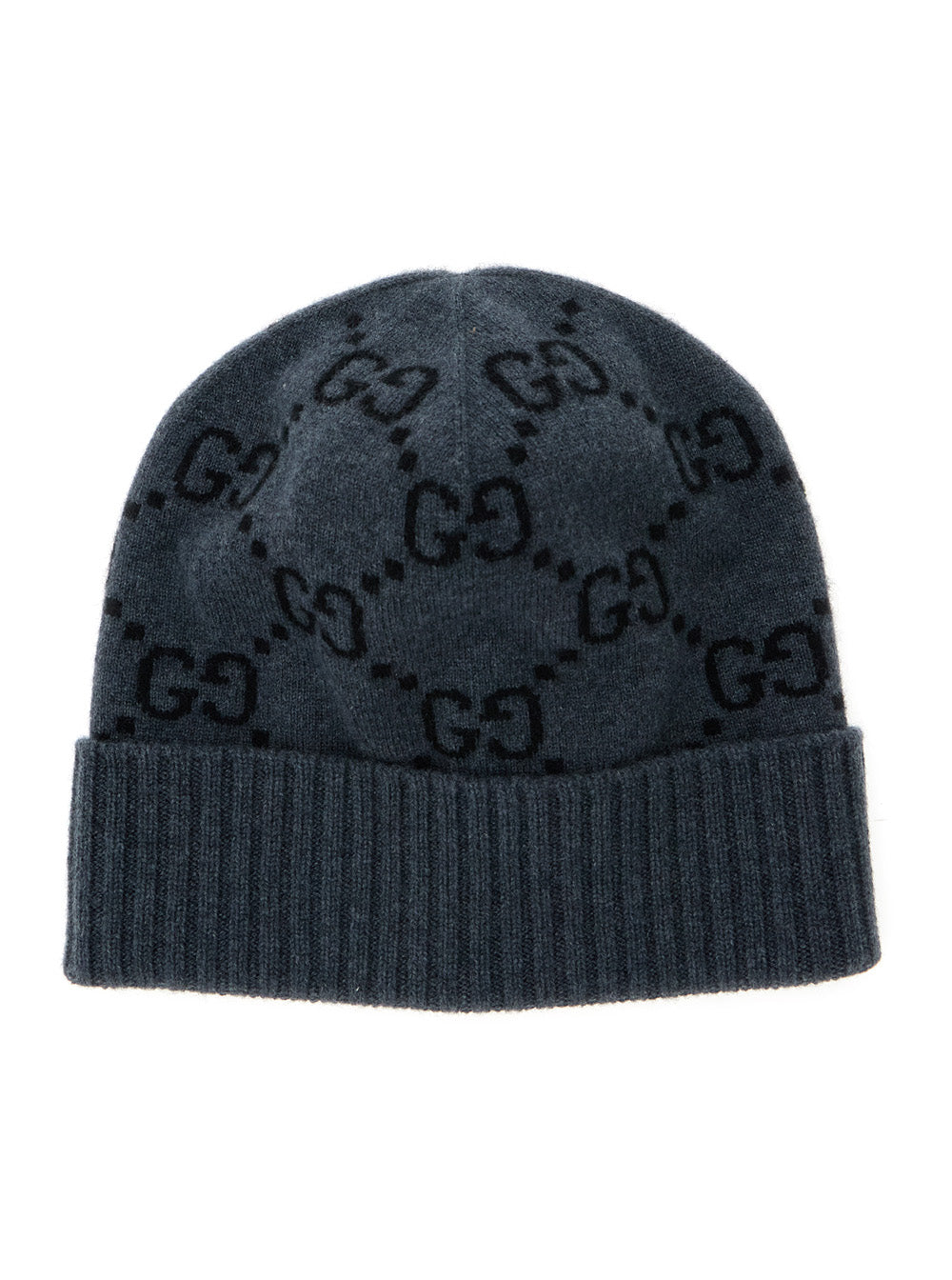 Gucci Men Hat 'Gg Jacquard' Gray With Brim And Cashmere Cuff Men GUCCI