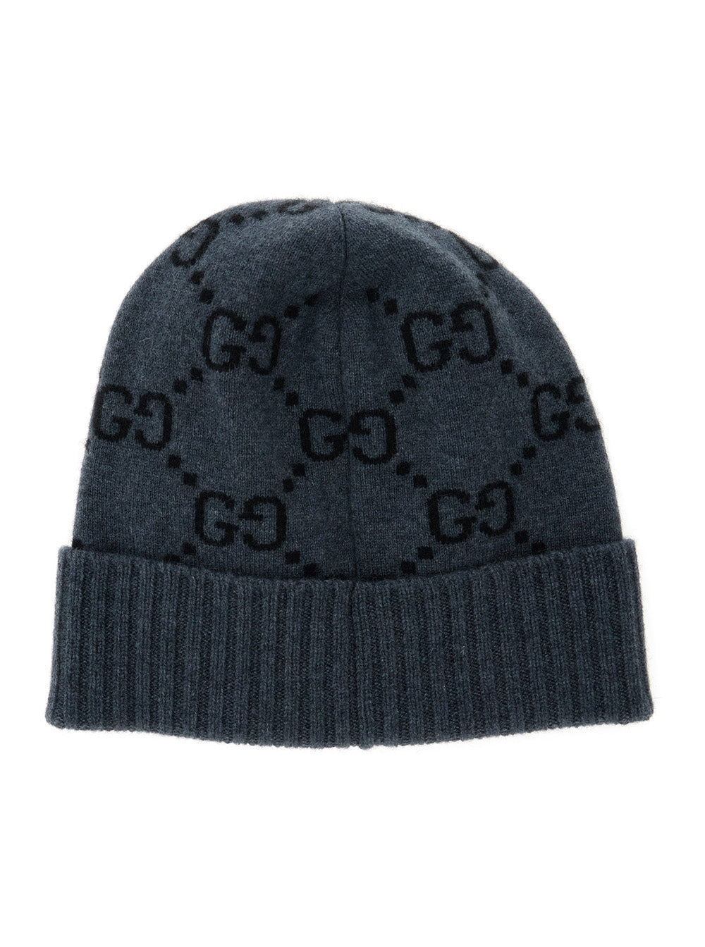 Gucci Men Hat 'Gg Jacquard' Gray With Brim And Cashmere Cuff Men GUCCI