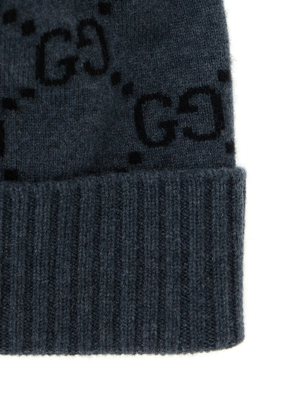 Gucci Men Hat 'Gg Jacquard' Gray With Brim And Cashmere Cuff Men GUCCI