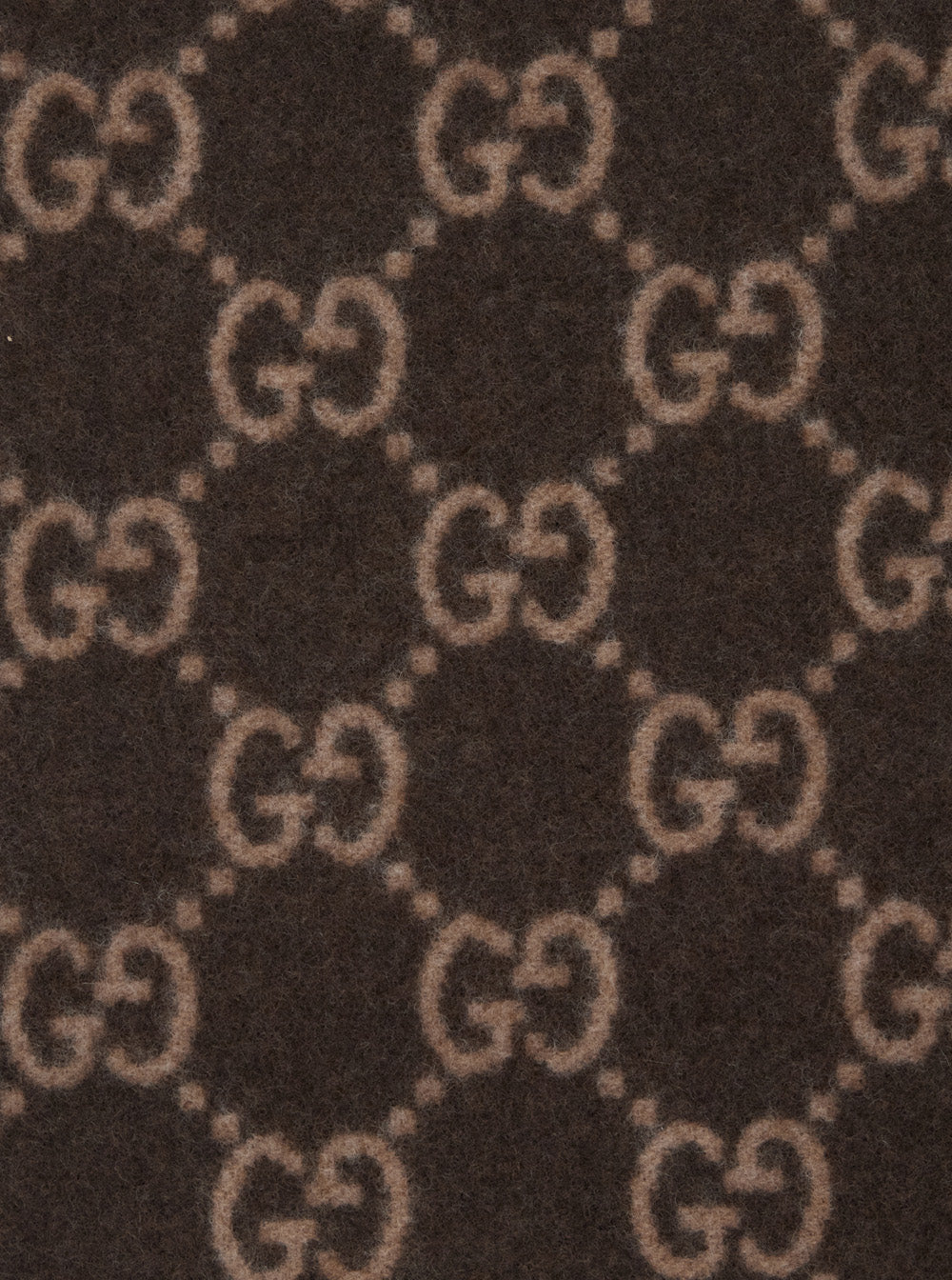 Gucci Men Scarf 'Gg' With All-Over Motif And Fringed Edge In Brown For Men GUCCI