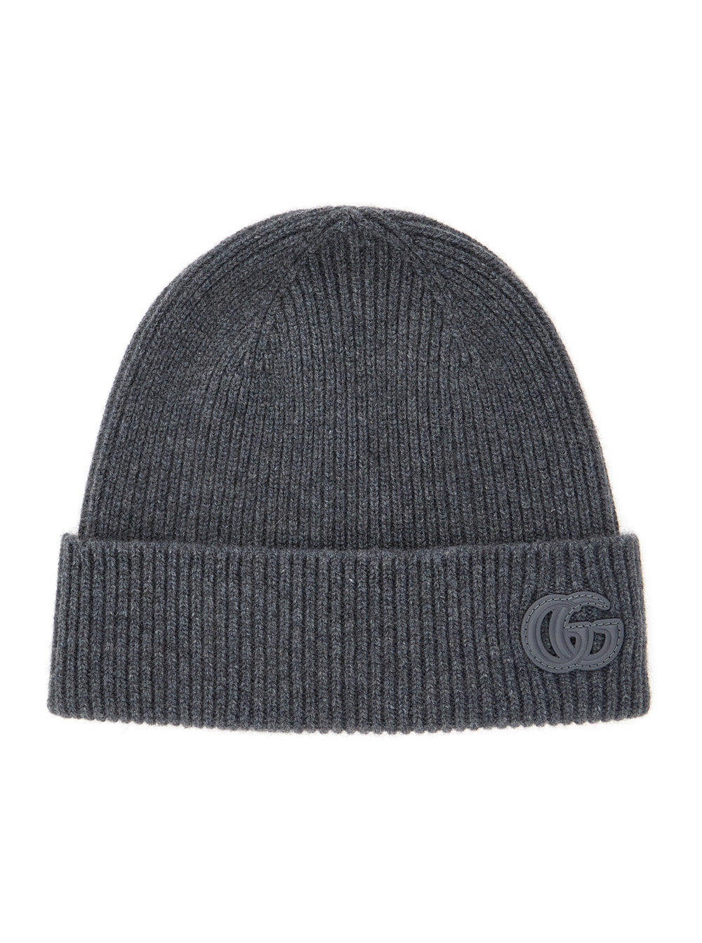Gucci Men Gray Logo Patch Beanie For Men GUCCI