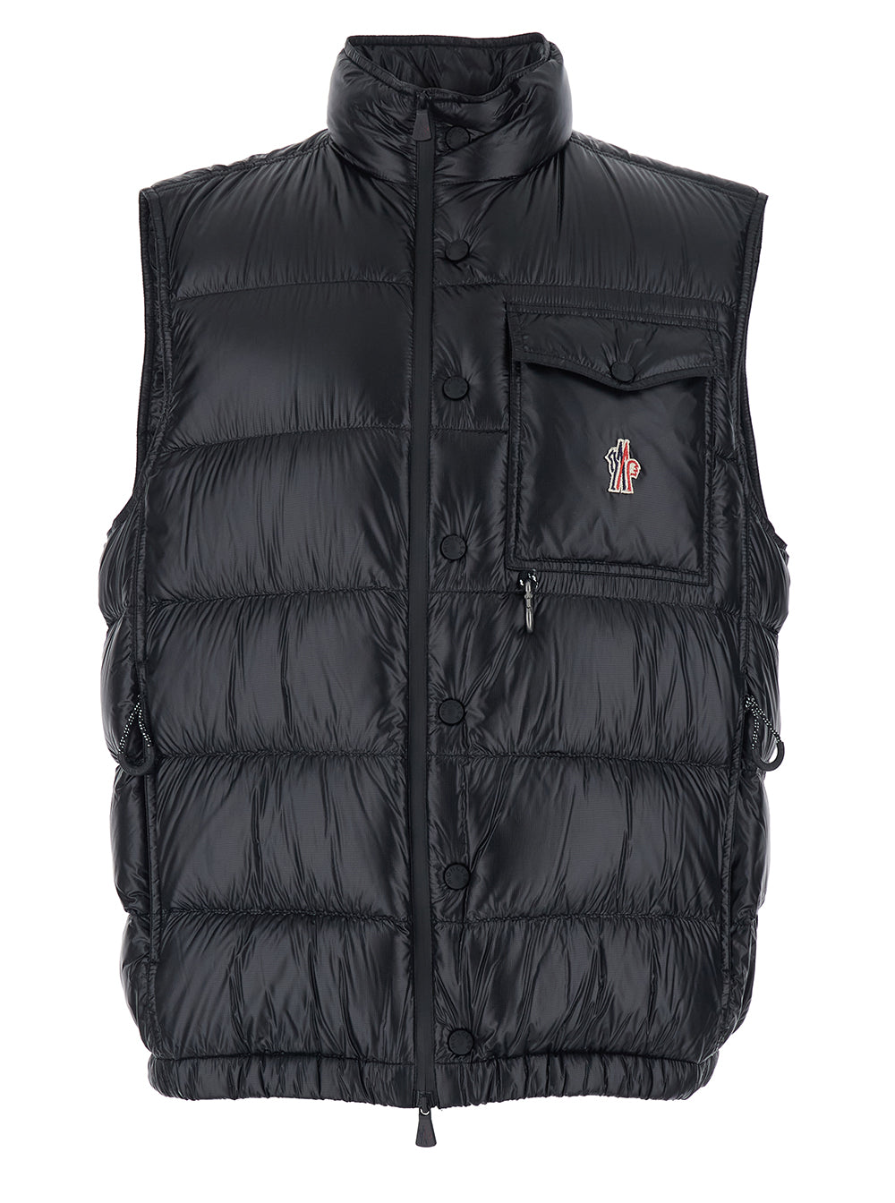 Moncler Grenoble Men Down Jacket 'Uychi' With High Collar And Logo Patch On The Front In Tech Fabric Black Men