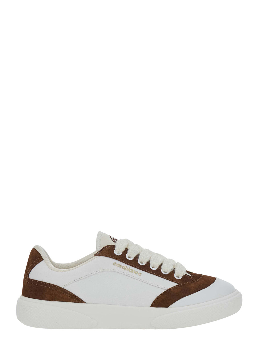 Casablanca Men 'Mens Del Mar' White And Brown Sneaker With Logo Lettering On The Side In Leather And Tech Fabric Men