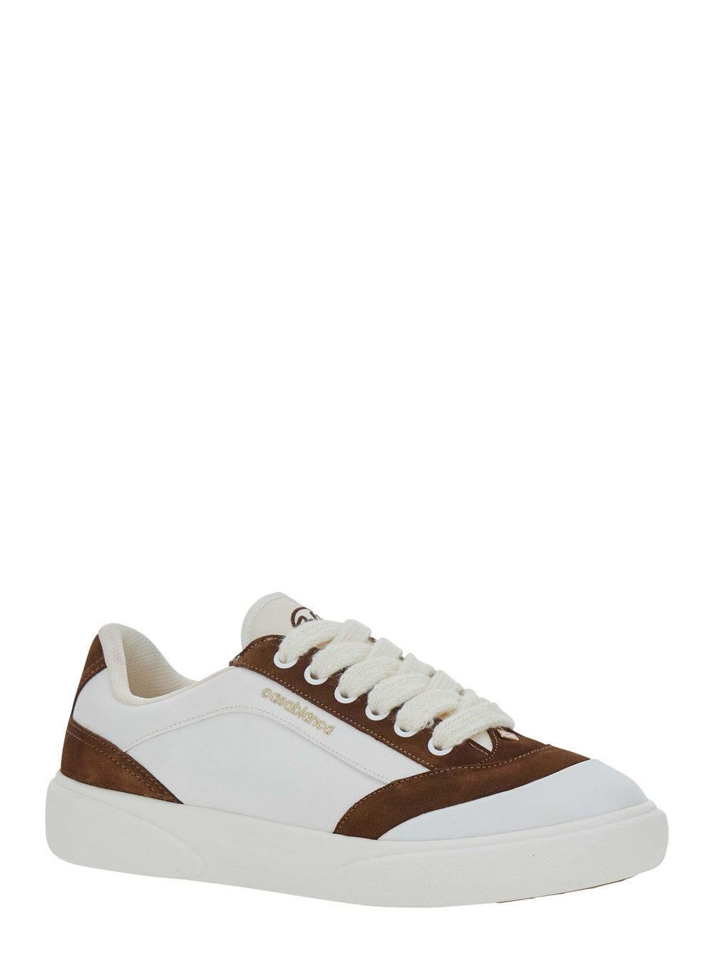 Casablanca Men 'Mens Del Mar' White And Brown Sneaker With Logo Lettering On The Side In Leather And Tech Fabric Men