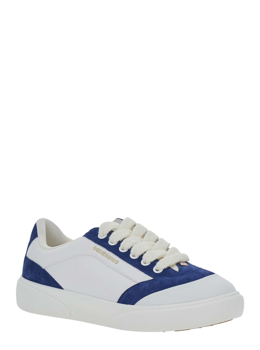 Casablanca Men 'Mens Del Mar' White And Blue Sneaker With Logo Lettering On The Side In Leather And Tech Fabric Men