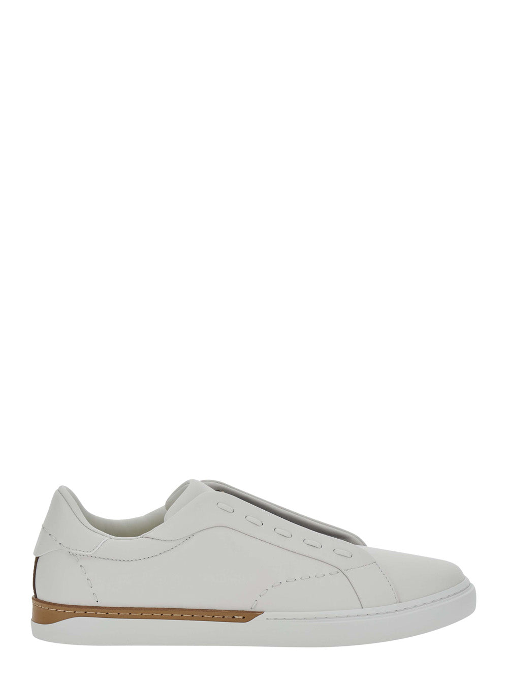 Fendi Men 'City' White Sneakers With Slip-On Design And Logo Lettering In Leather For Men