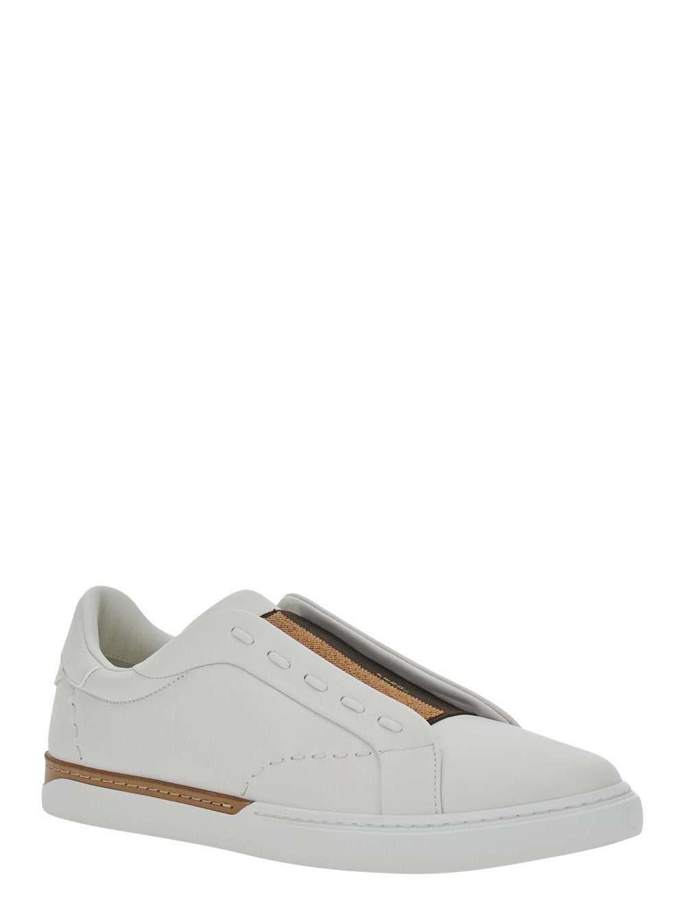 Fendi Men 'City' White Sneakers With Slip-On Design And Logo Lettering In Leather For Men