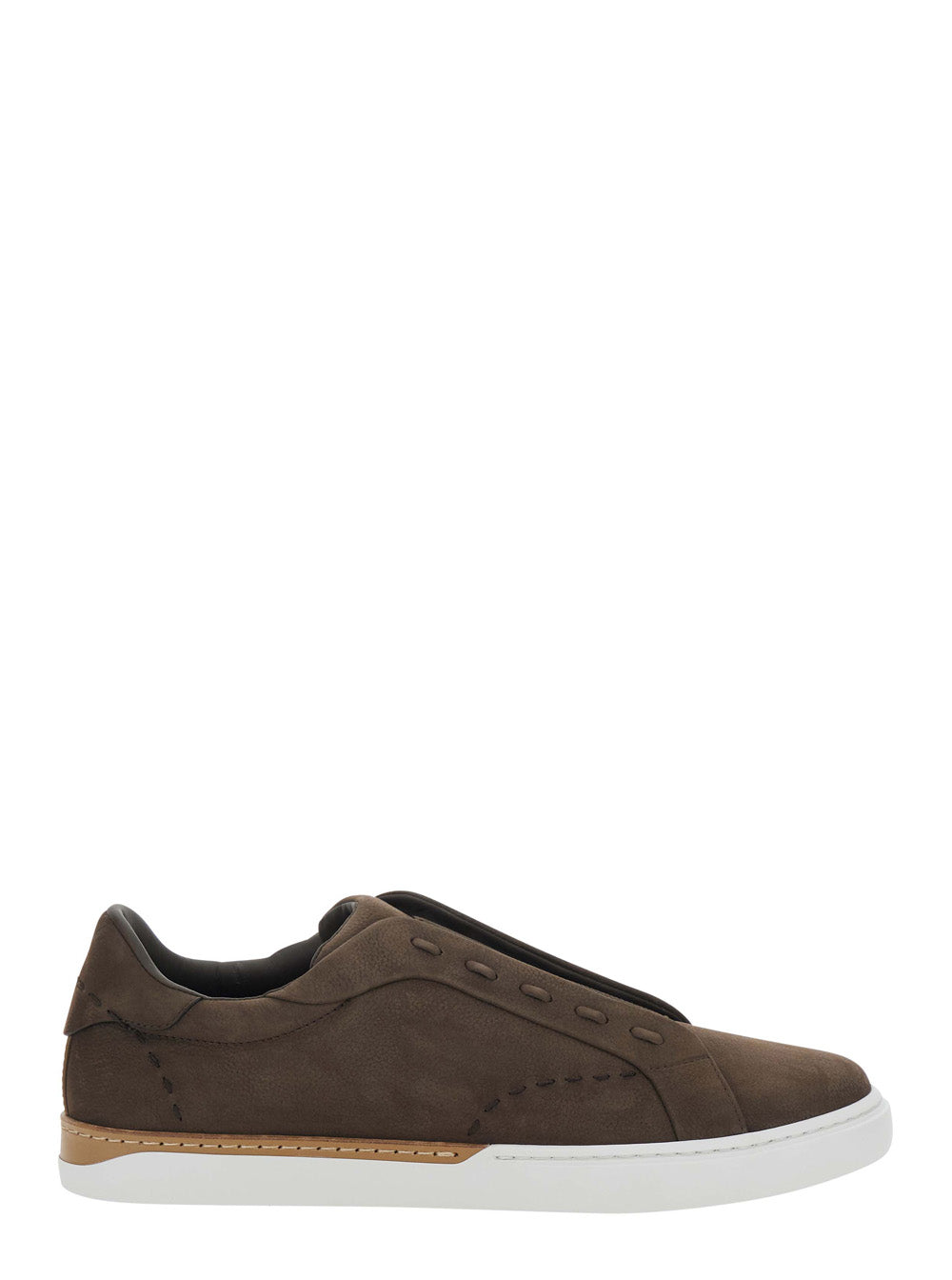 Fendi Men 'City' Brown Sneakers With Slip-On Design And Logo Lettering In Leather For Men