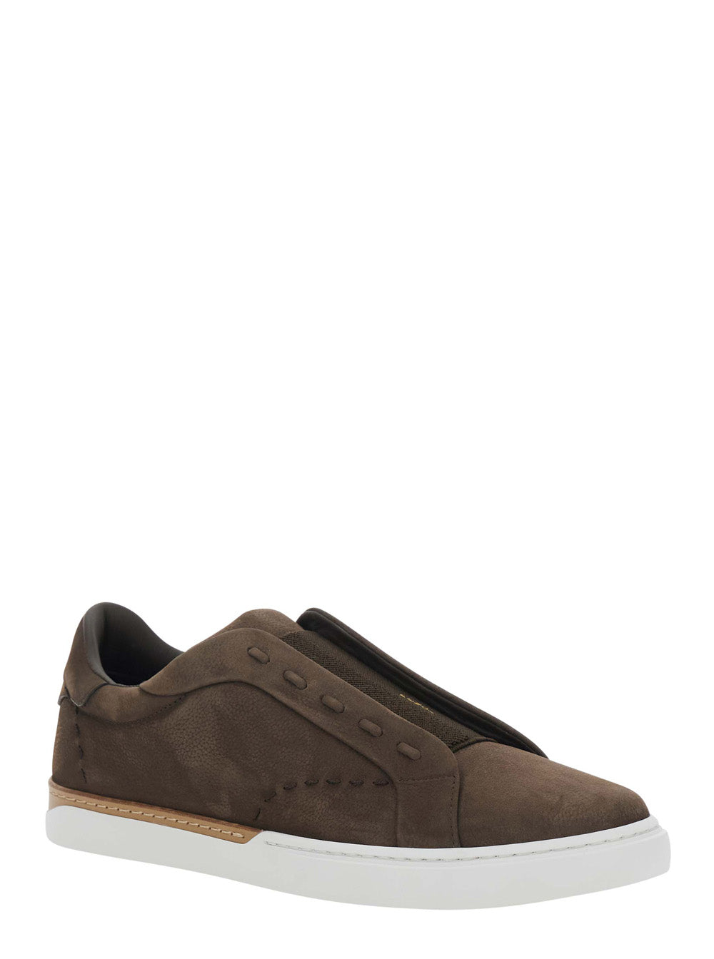 Fendi Men 'City' Brown Sneakers With Slip-On Design And Logo Lettering In Leather For Men