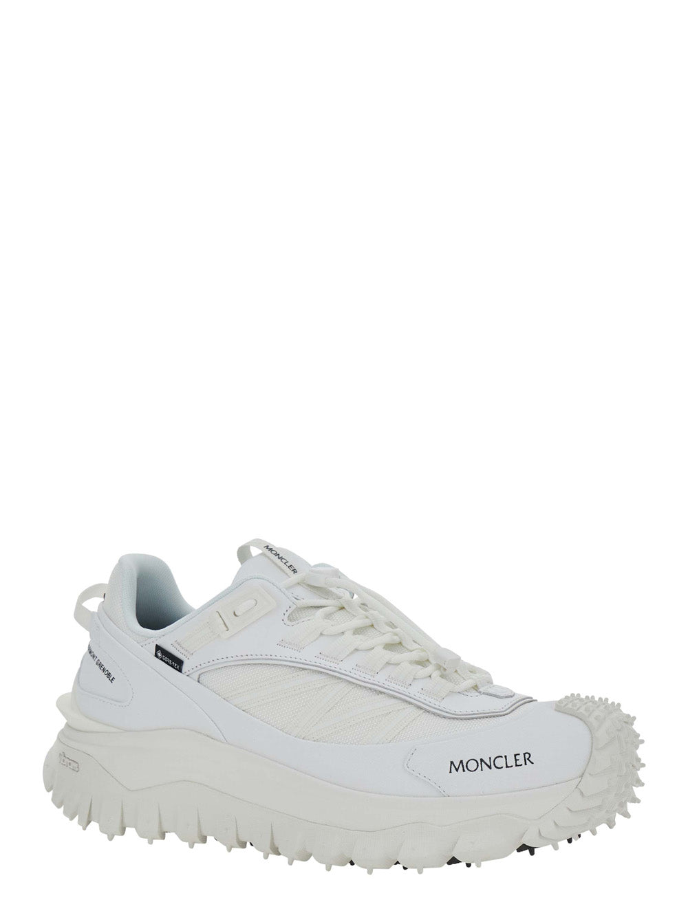 Moncler Men 'Trailgrip Gtx' White Low Top Sneakers With Logo Lettering On The Side In Leather And Tech Fabric For Men