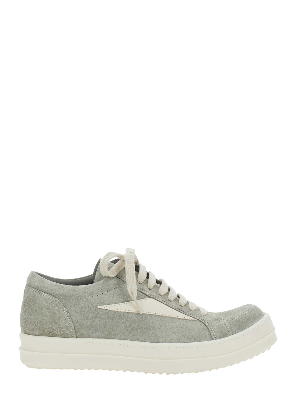 Rick Owens Women Grey Low Top Sneakers With Contrasting Stitching In Suede For Women