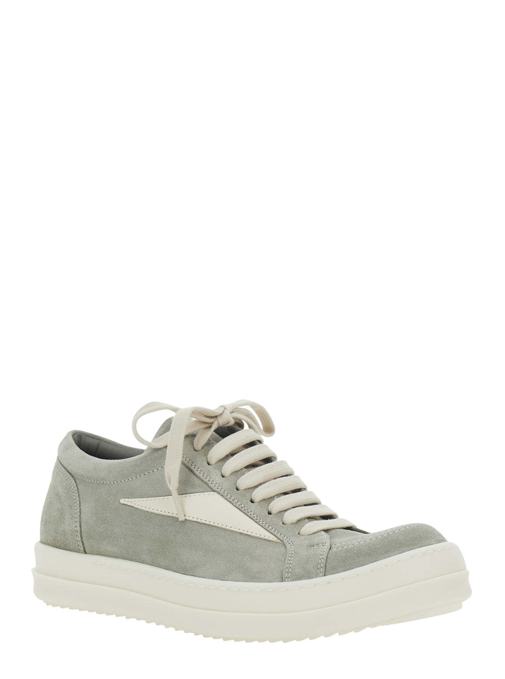 Rick Owens Women Grey Low Top Sneakers With Contrasting Stitching In Suede For Women