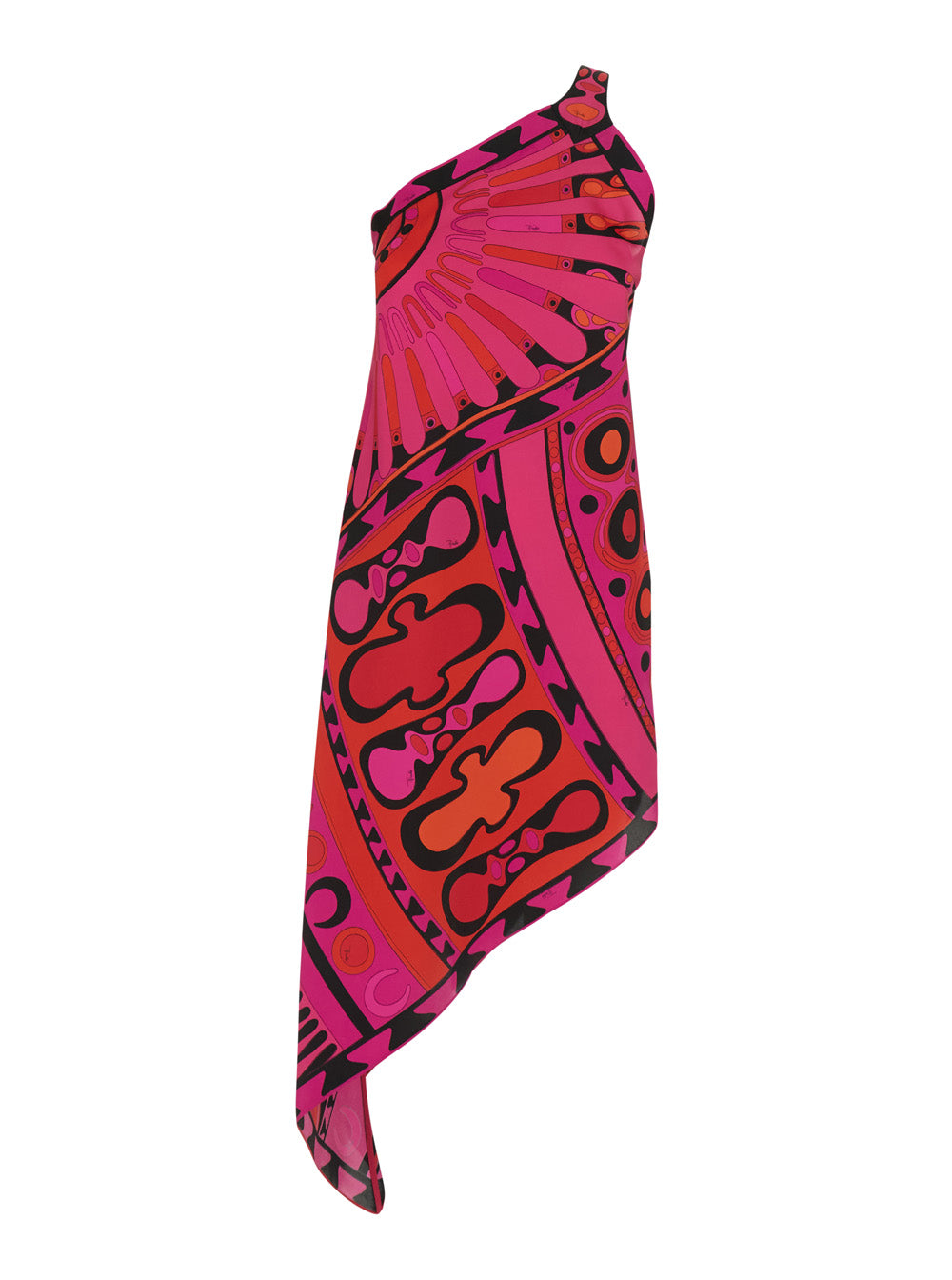 Pucci Women Fuchsia One-Shoulder Sleeveless Dress With Asymmetric Neckline In Silk For Women PUCCI