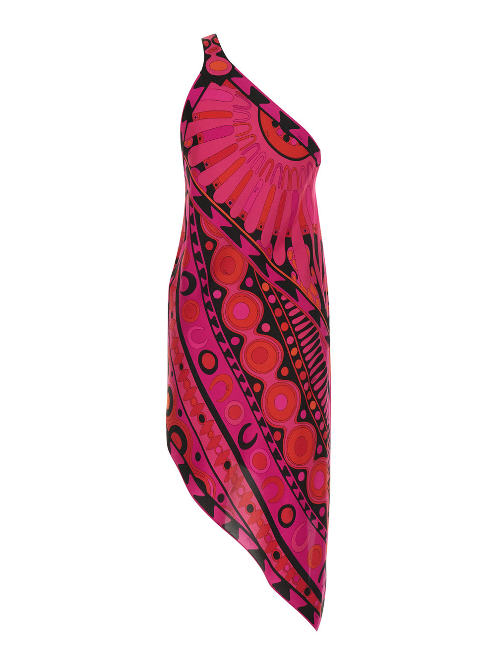 Pucci Women Fuchsia One-Shoulder Sleeveless Dress With Asymmetric Neckline In Silk For Women PUCCI