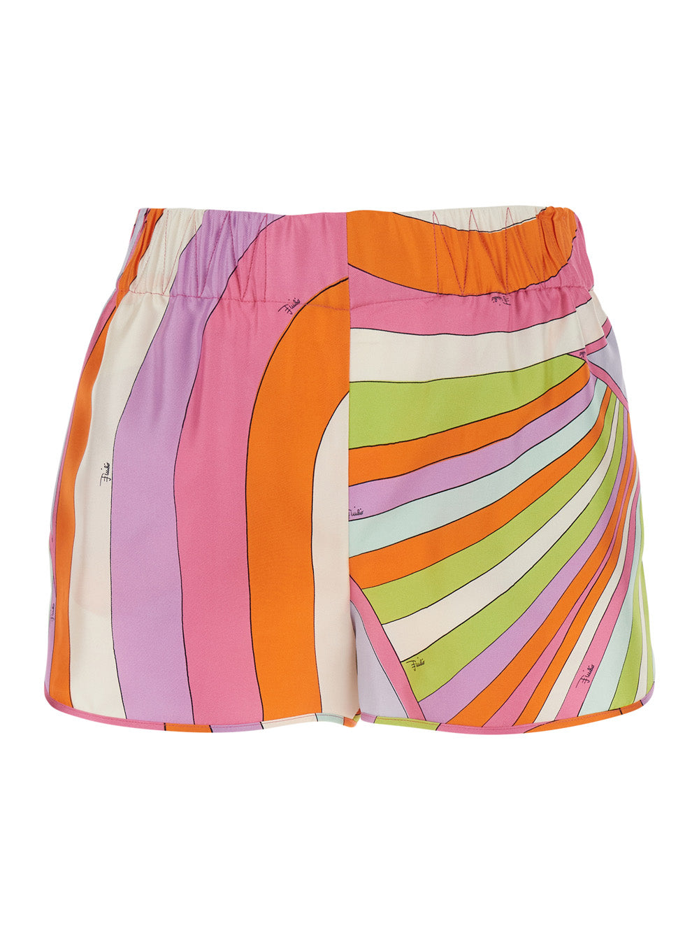 Pucci Women Multicolor Shorts With Elasticated Waist And All-Over Geometric Print In Silk For Women PUCCI