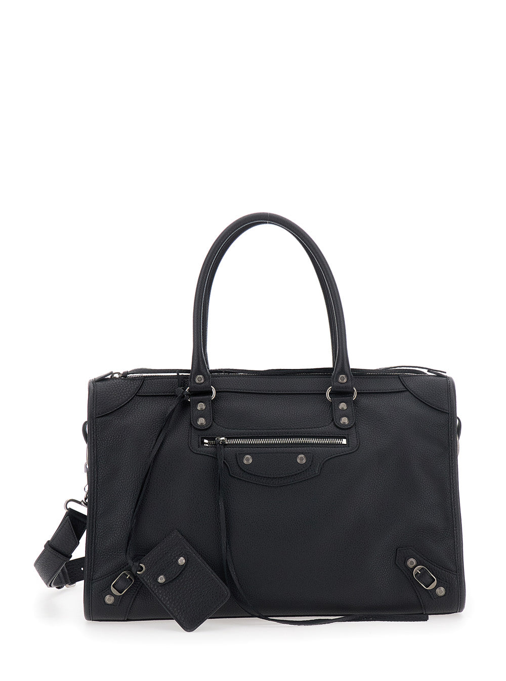 Balenciaga Men Handbag 'Le City' Large With Adjustable And Removable Shoulder Strap And Zip Pocket On The Front In Grained Black Leather For Men BALENCIAGA