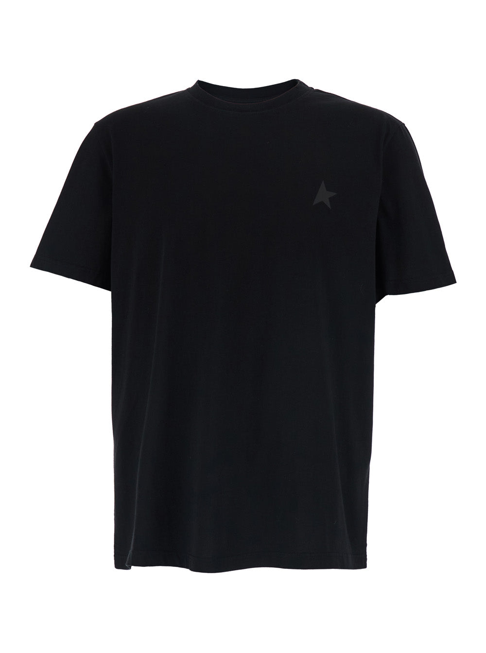 Golden Goose Men Crew Neck T-Shirt With Star Detail On The Front In Black Cotton For Men GOLDEN GOOSE