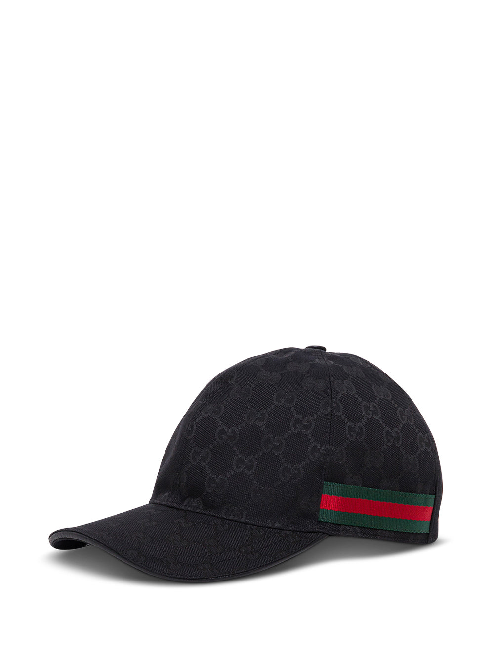 Gucci Men Baseball Cap With Web Detail And Gg All-Over Motif In Black Cotton Blend For Men GUCCI