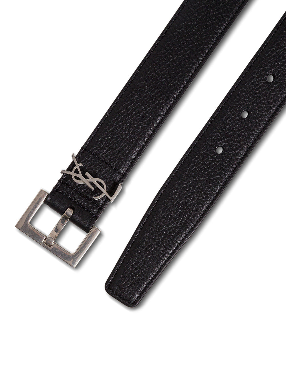 Saint Laurent Men Black Leather Belt With Logo Buckle Men Saint Laurent SAINT LAURENT