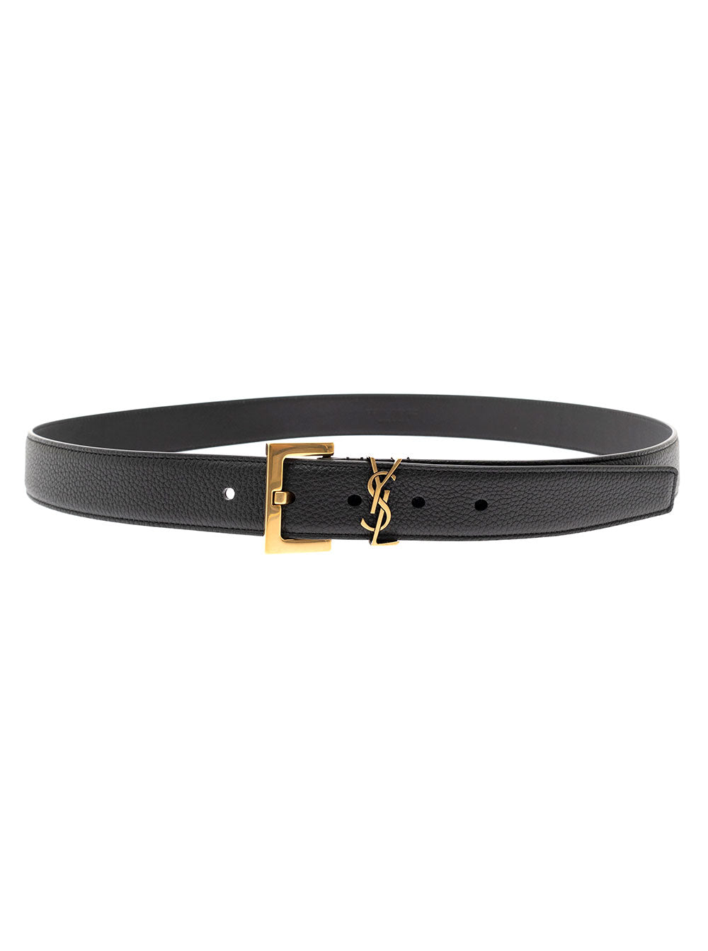 Saint Laurent Men Soft Leather Belt With Gold Metal Buckle Men Ysl SAINT LAURENT