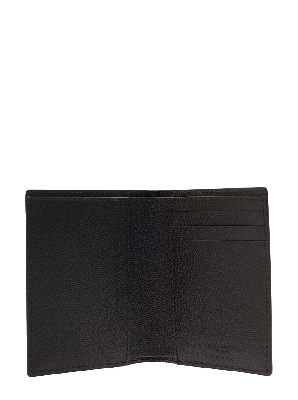 Saint Laurent Men Cardholder 'Grain De Poudre' Black With Logo Embossed In Leather For Men SAINT LAURENT