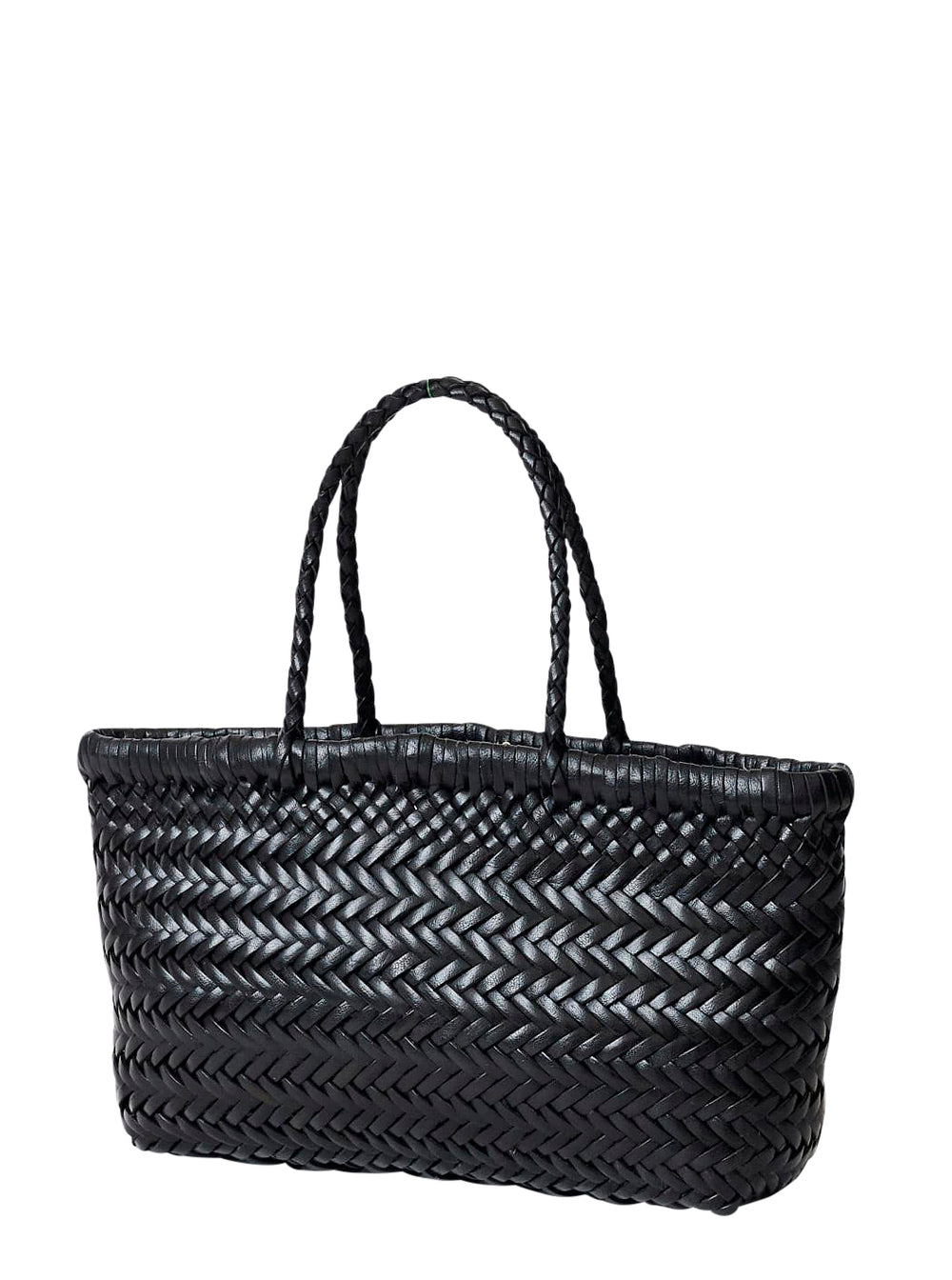 Dragon Diffusion Women Handbag 'Flat Gora' Mini With Two Top Handles And Intreccio Design In Black Leather For Women DRAGON DIFFUSION