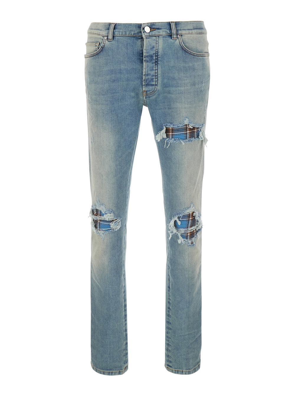 Amiri Men Light Blue Jeans With Ripped Details And Faded Design In Denim For Men AMIRI