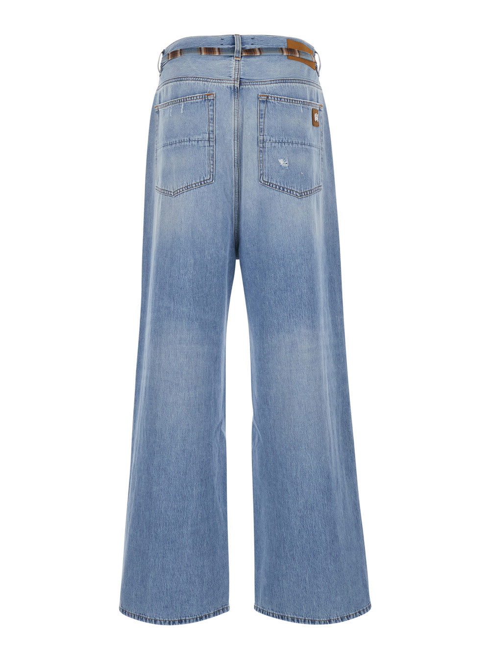 Amiri Men Light Blue Jeans With Ripped Details On The Front And Bow On The Waist In Denim For Men