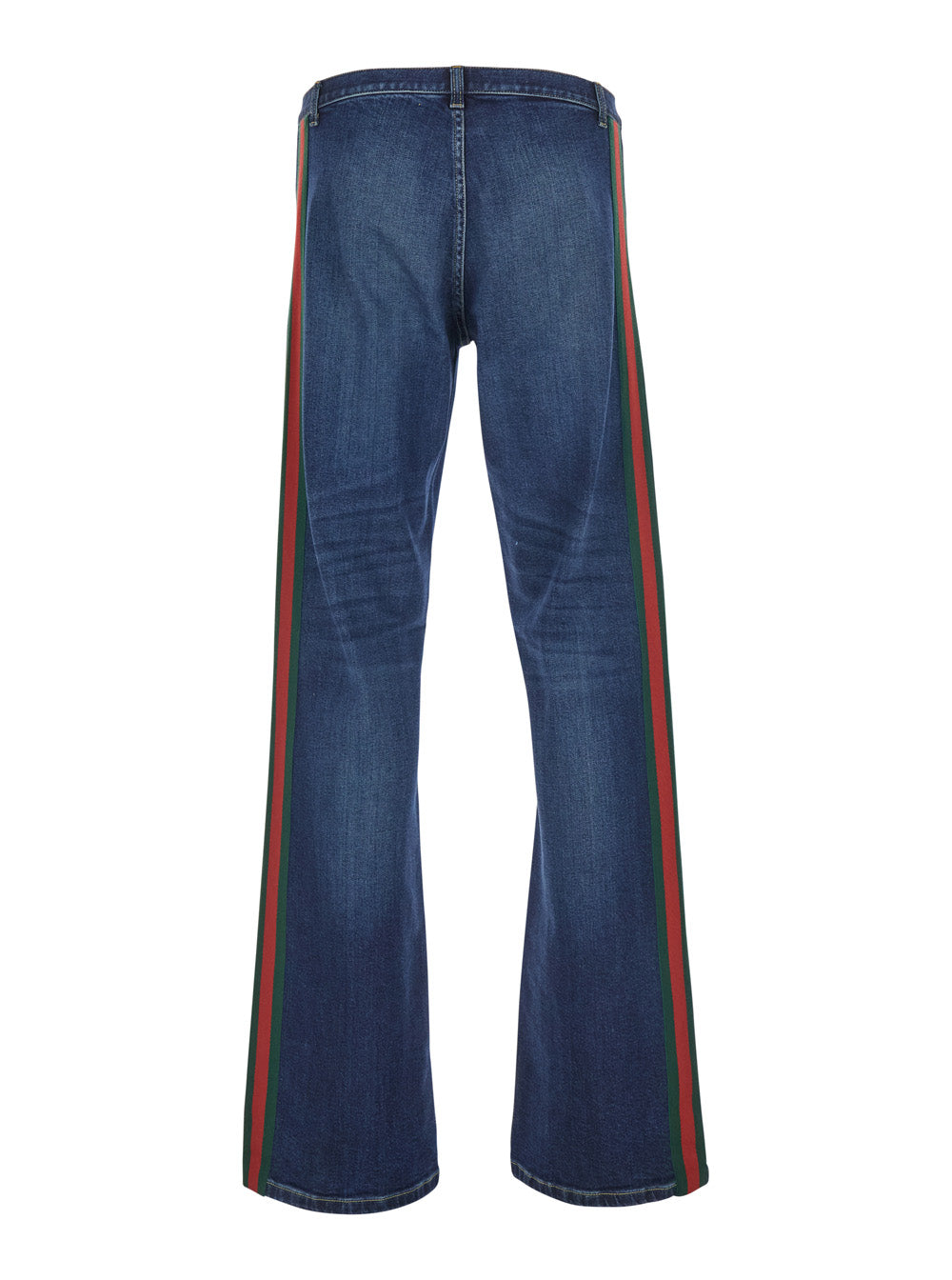 Gucci Men Blue Low-Rise Jeans With Web Stripe On The Side And Flared Leg In Denim For Men