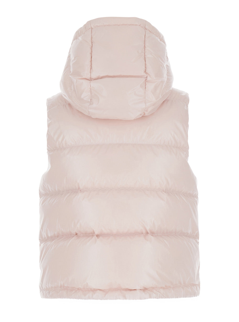 Moncler Women Pink Vest With Removable Hood And Logo Patch On The Front In Tech Fabric For Women