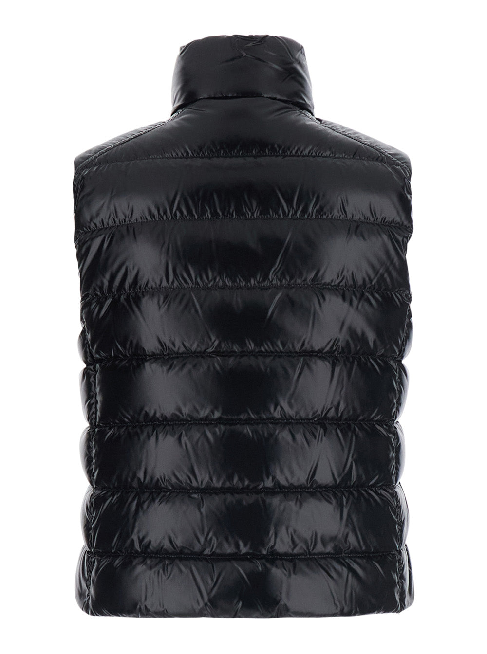 Moncler Women 'Frelon' Black Vest With Logo Patch On The Front And Logo Plate On Zipper In Tech Fabric For Women