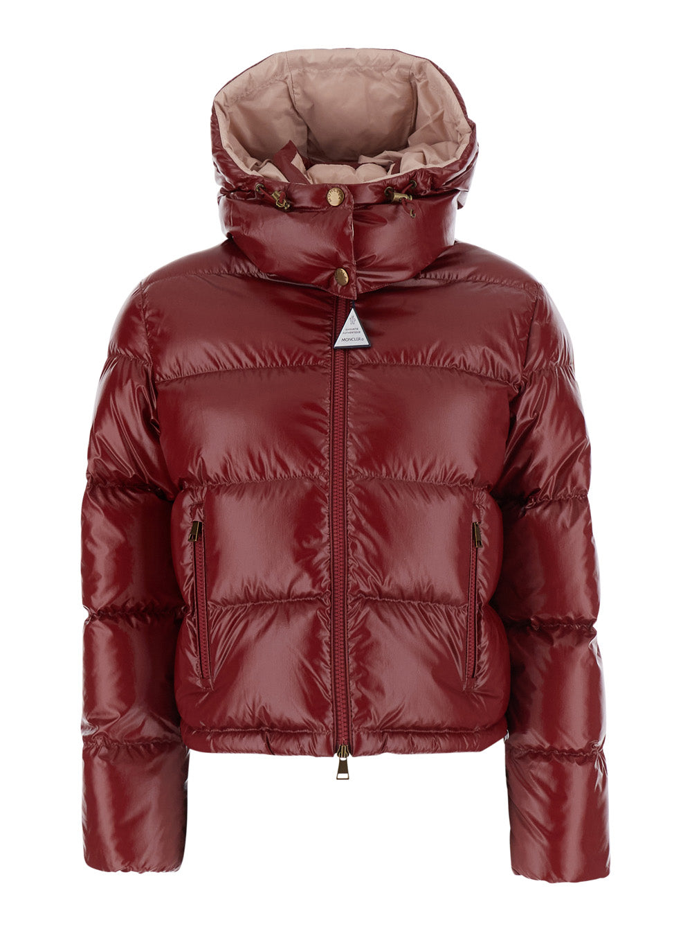 Moncler Women 'Niveole' Red Down Jacket With Removable Hood With Buttons And Logo Patch On The Sleeve In Tech Fabric For Women