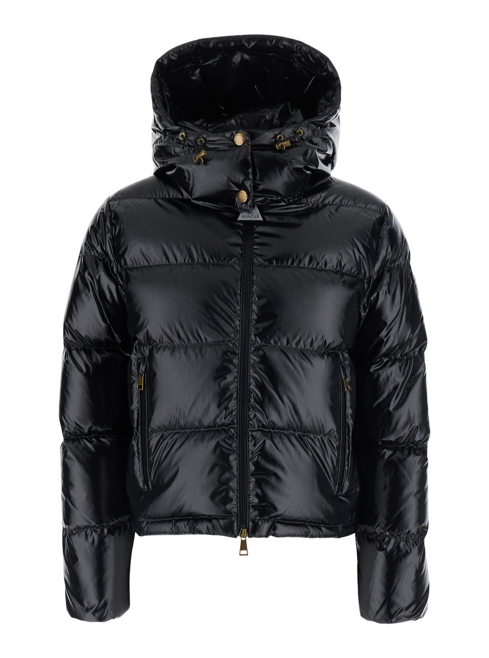 Moncler Women 'Niveole' Black Down Jacket With Removable Hood With Buttons And Logo Patch On The Sleeve In Tech Fabric For Women