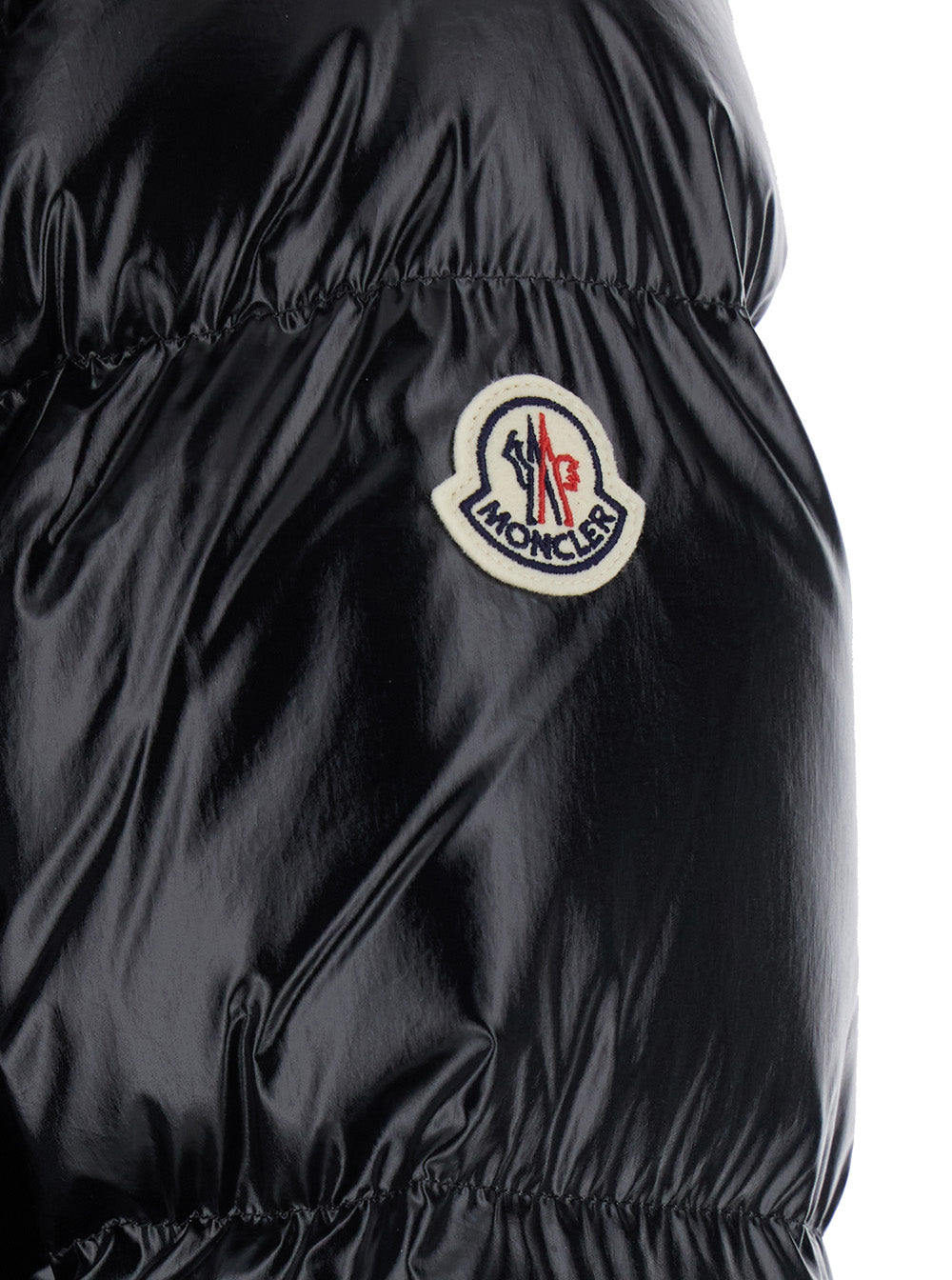 Moncler Women 'Niveole' Black Down Jacket With Removable Hood With Buttons And Logo Patch On The Sleeve In Tech Fabric For Women