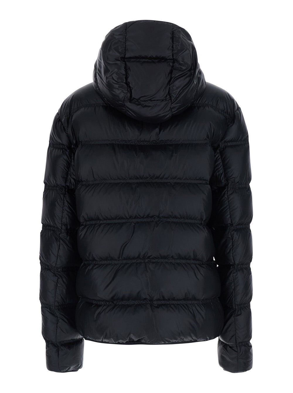 Moncler Men 'Guadiana' Black Down Jacket With Logo Plate On Zipper And Logo Patch On Sleeve In Tech Fabric For Men