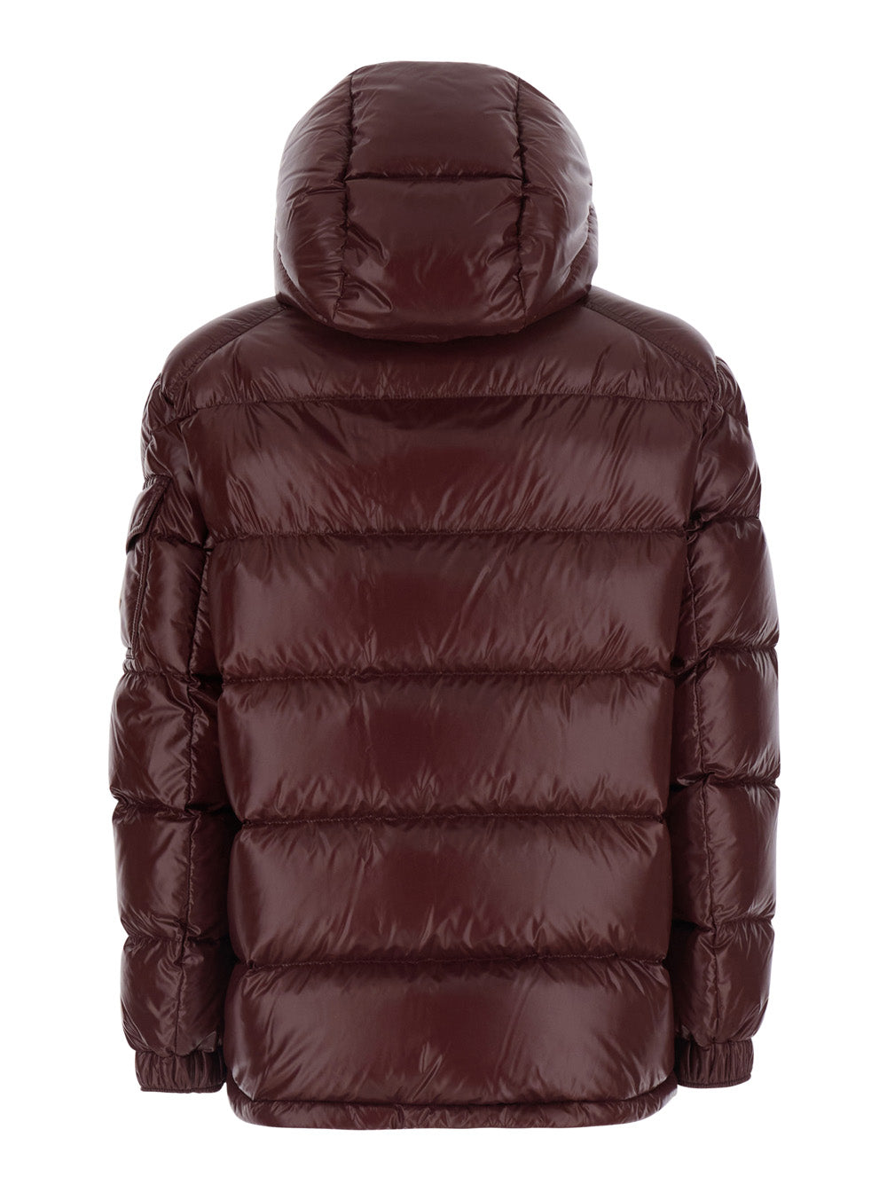 Moncler Women 'Maire' Red Down Jacket With Hood And Applied Pocket On Sleeve With Logo Patch In Tech Fabric For Women