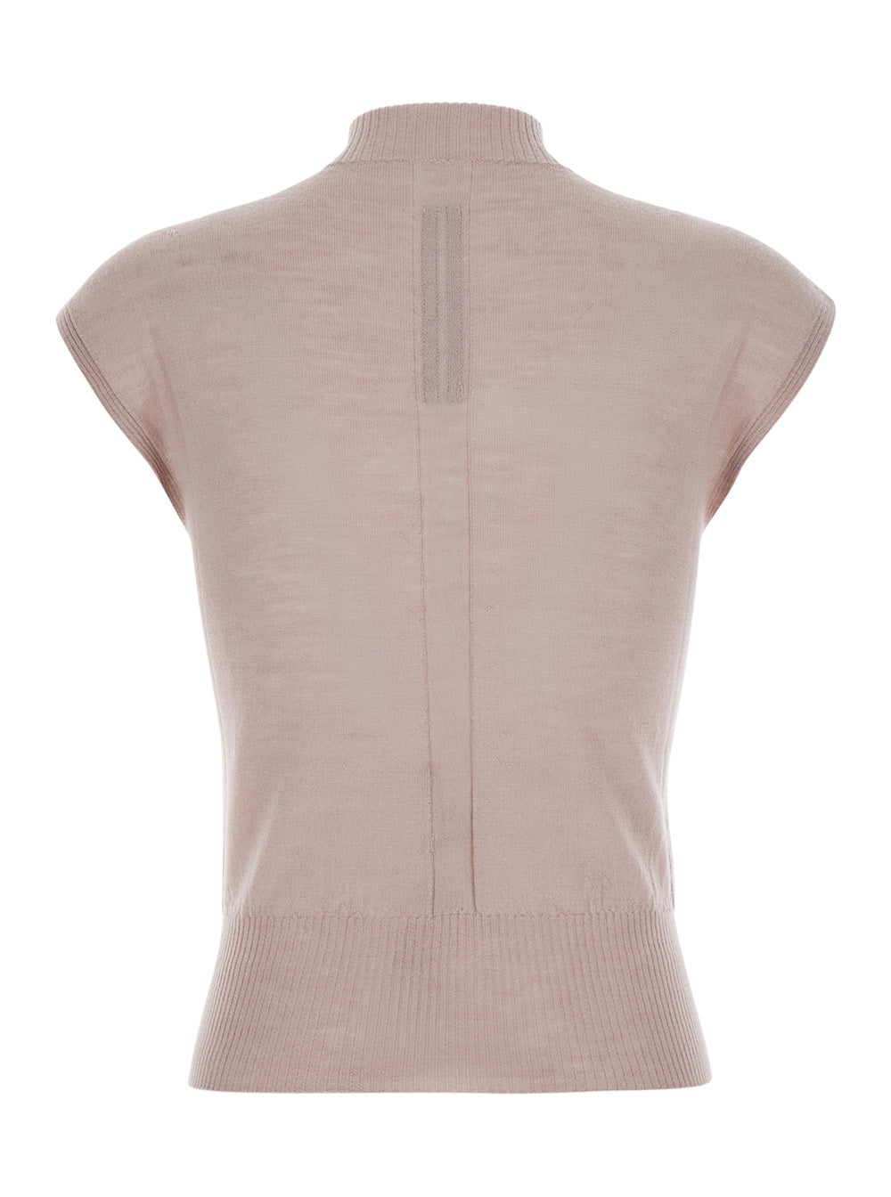 Rick Owens Women Pink Turtleneck Top With Short Sleeves In Wool For Women