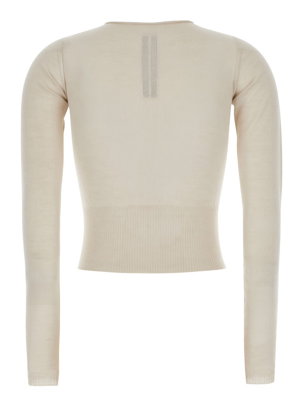 Rick Owens Women Beige Cropped Sweater With Front Cut-Out And Ribbed Trims In Cashmere For Women
