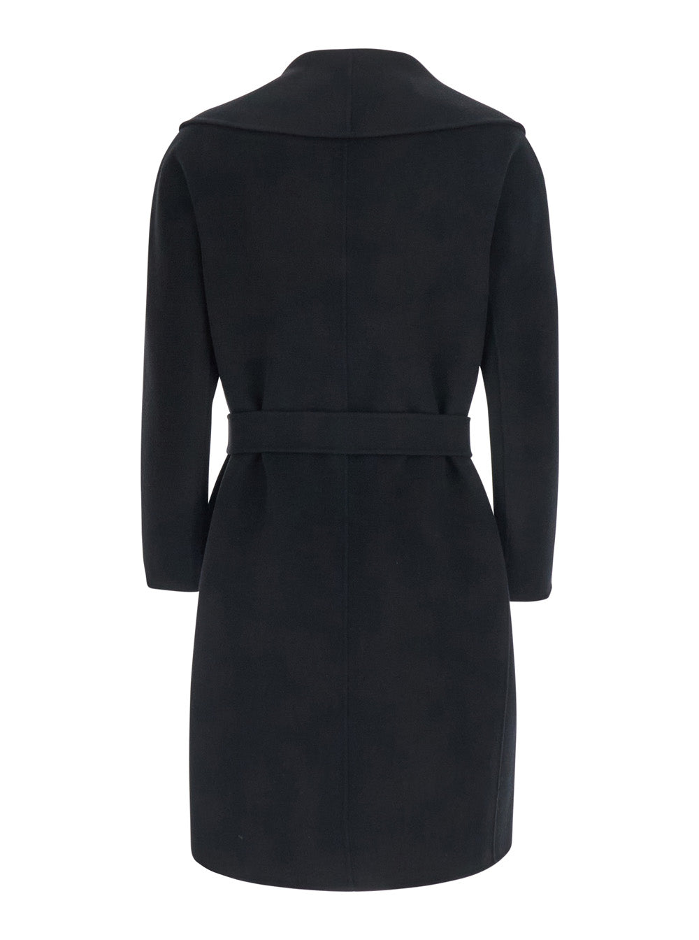 'S Maxmara Women 'Messi' Black Coat With Front Belt Closure In Wool For Women