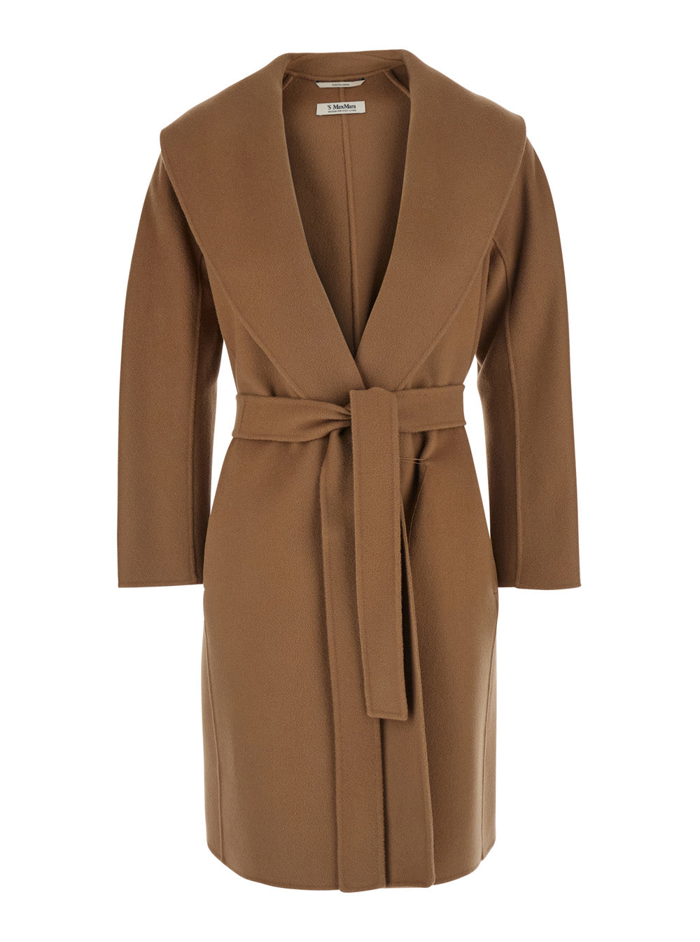'S Maxmara Women 'Messi' Beige Coat With Front Belt Closure In Wool For Women