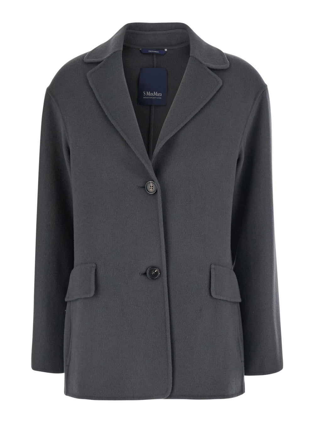 'S Maxmara Women 'Elfi' Grey Single-Breasted Jacket With Notched Revers In  Wool For Women