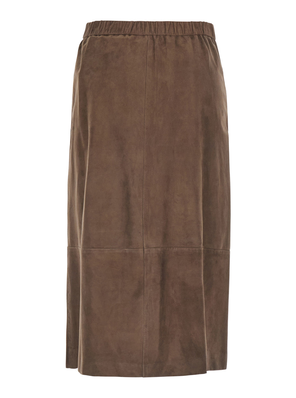 'S Maxmara Women 'Gazza' Brown Midi Skirt With Drawstring On The Front And Elasticized Waist On The Back In Suede For Women