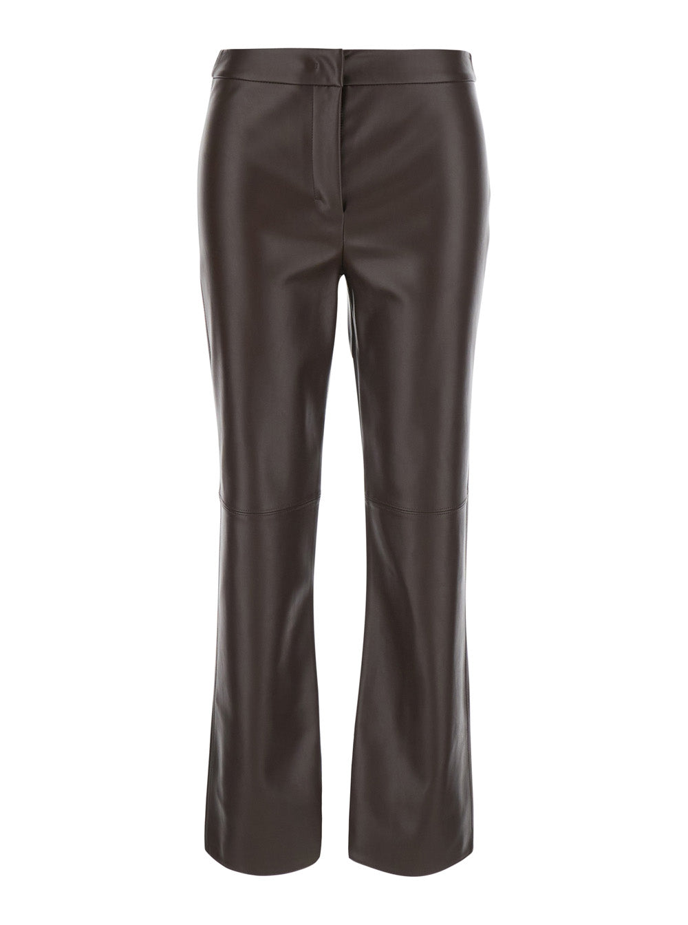 'S Maxmara Women 'Sublime Brown Flared Pants With Hidden Front Closure In Ecoleather For Women