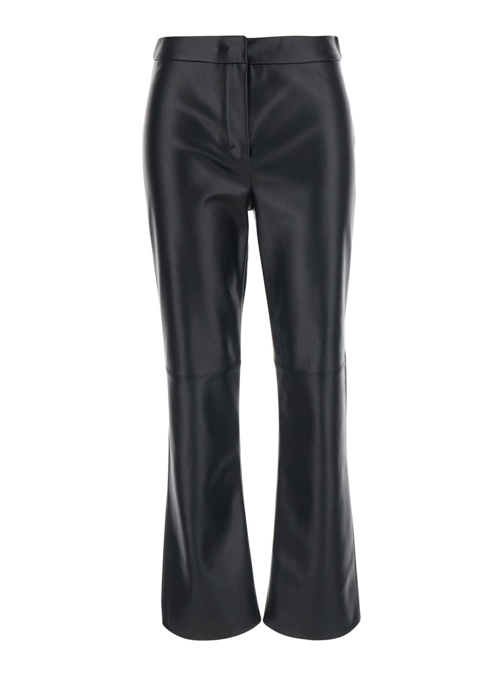 'S Maxmara Women 'Sublime' Black Pants With Flared Leg And Hidden Closure On The Front In Ecoleather For Women