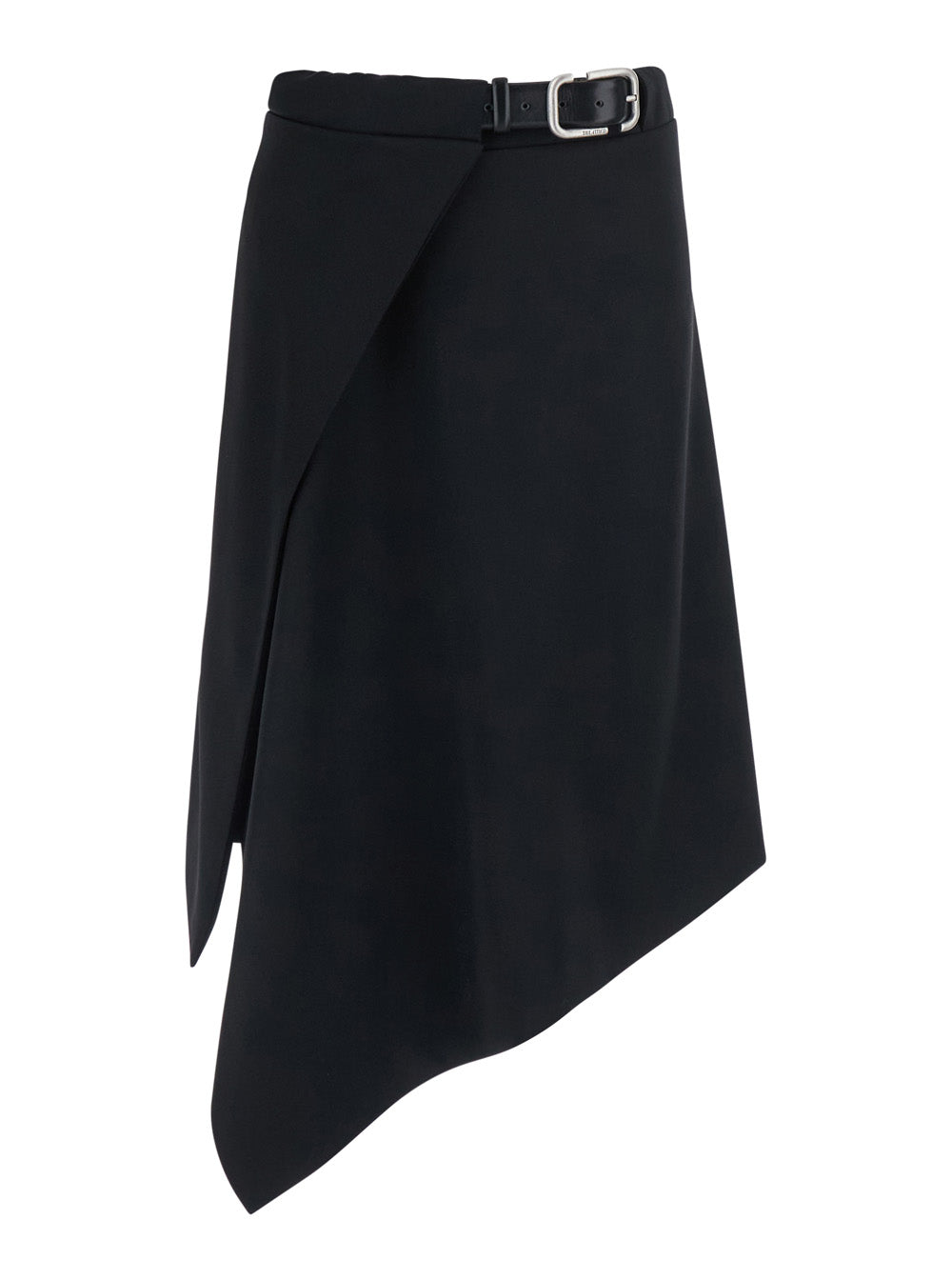 The Attico Women Black Skirt With Waist Belt Closure And Asymmetrical Hem In Wool For Women