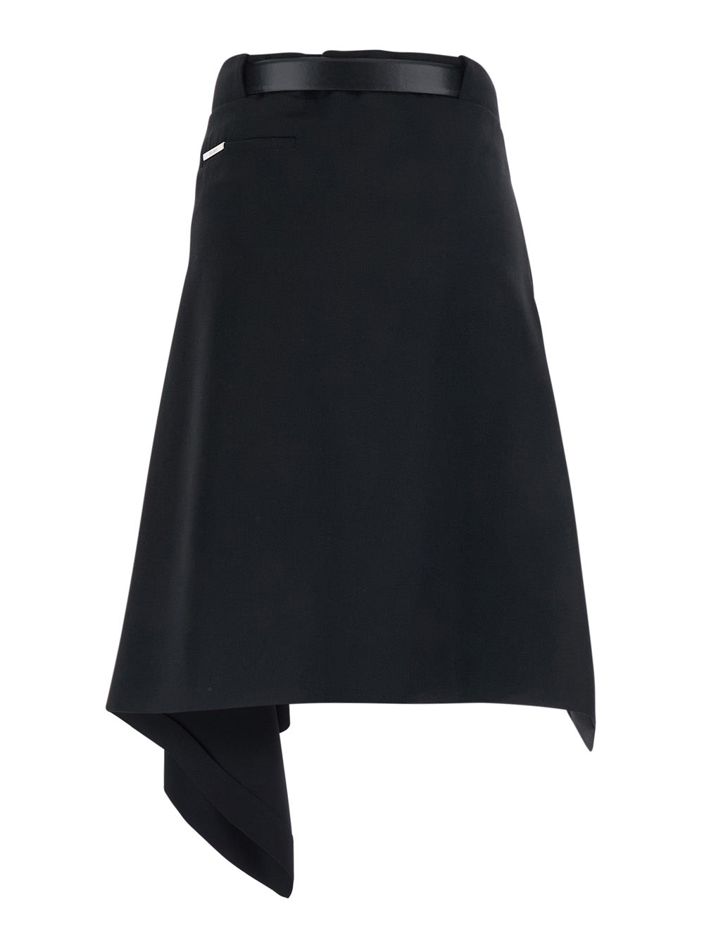 The Attico Women Black Skirt With Waist Belt Closure And Asymmetrical Hem In Wool For Women
