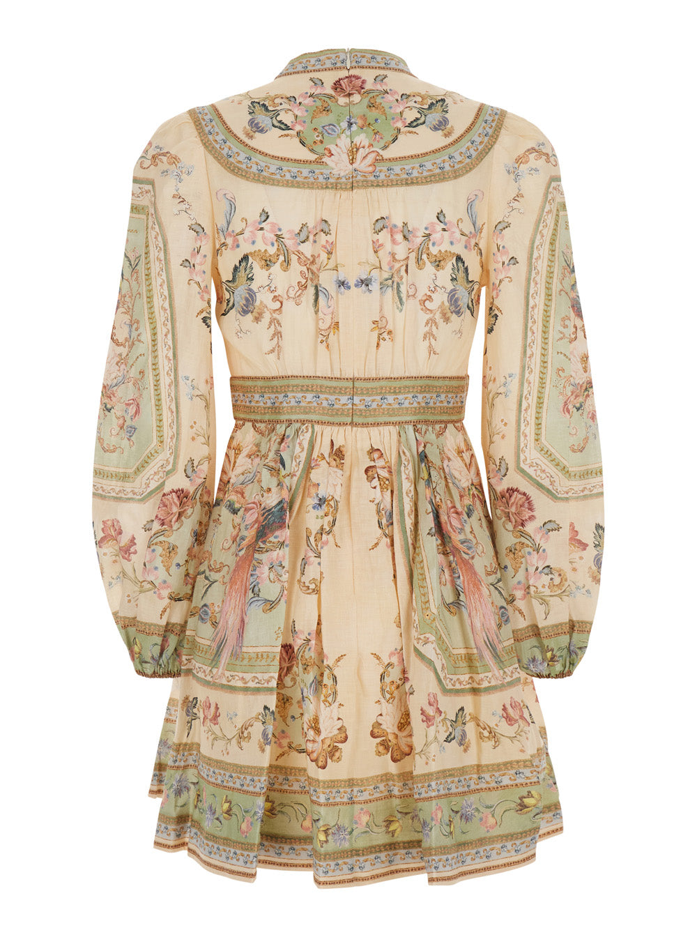 Zimmermann Women 'Roselight' Multicolor Dress With Balloon Sleeves And All-Over Floral Motif In Linen For Women